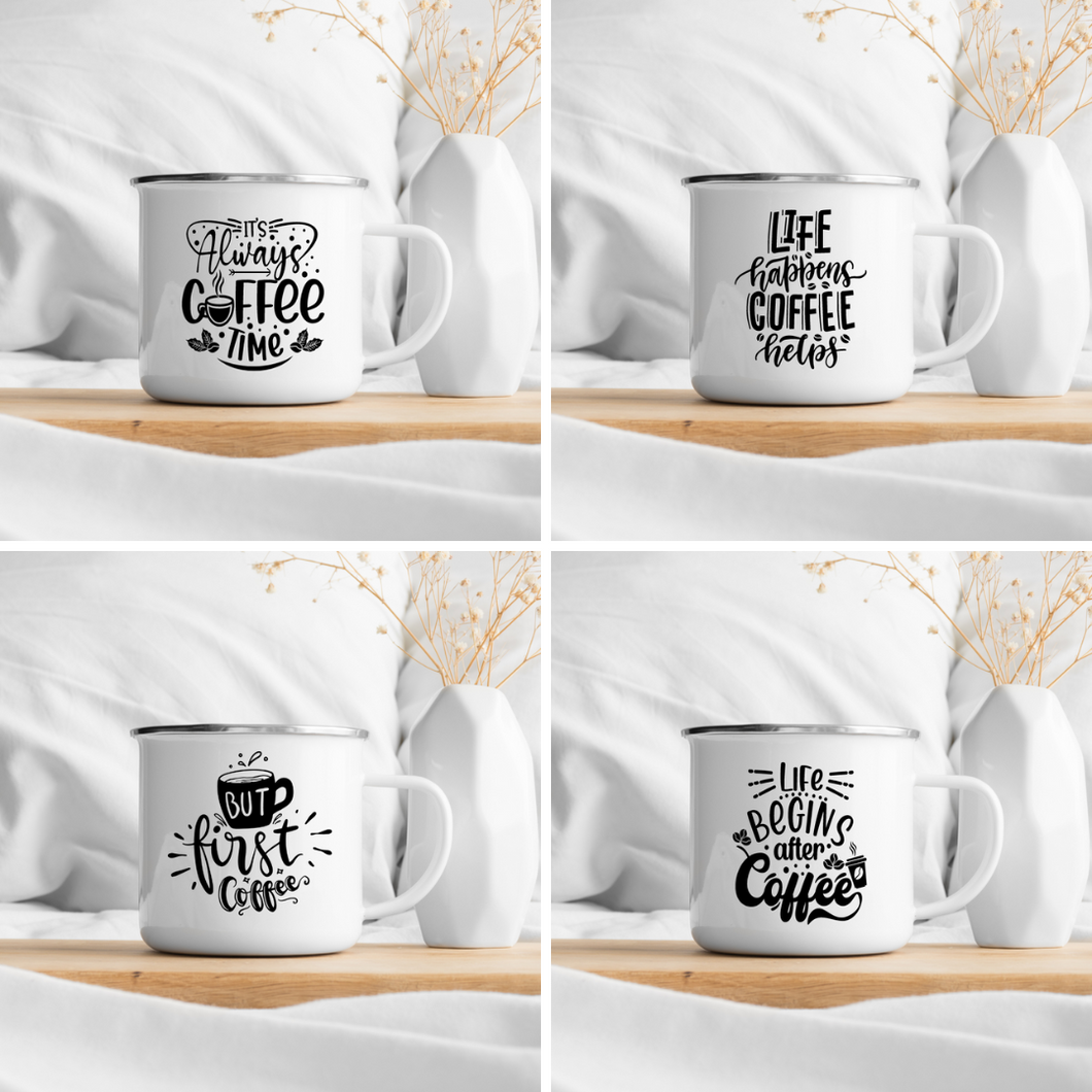 Coffee Series (B&W) Enamel Mug