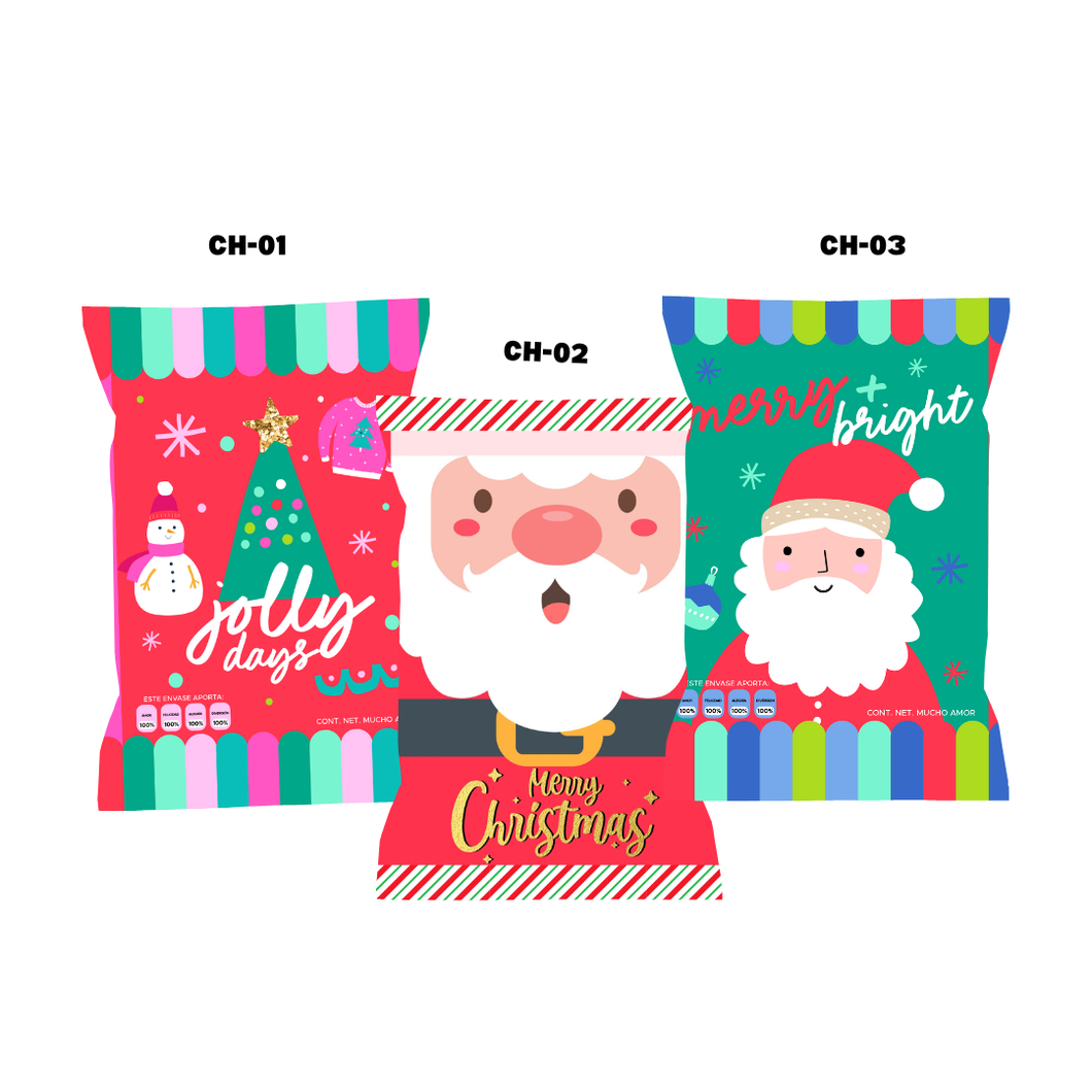 [Pack of 12] Christmas Chip Bags with Holiday Treats