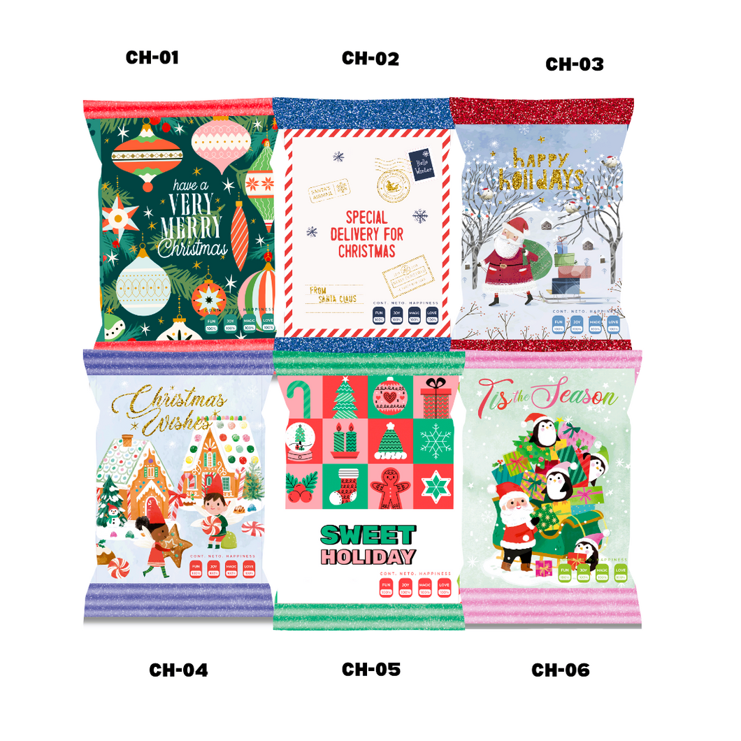 [Pack of 12] Christmas Chip Bags with Holiday Treats