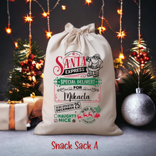 Load image into Gallery viewer, [PERSONALIZED] Santa Mini Snack Sacks
